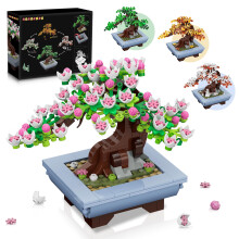 HOGOKIDS Cherry Flowers Building Set - 4 Seasons Bonsai Tree Building Block Toy 584 PCS, Botanical Collection DIY Plant Home Office Decor, Birthday