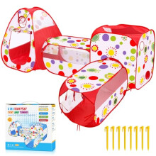 MAIKEHIGH 4 in 1 Play Tent Tunnel, Pop Up Tents Foldable Baby Ball Pit Crawl Tunnel Indoor Outdoor Garden Game Girls Boys Kids Gifts