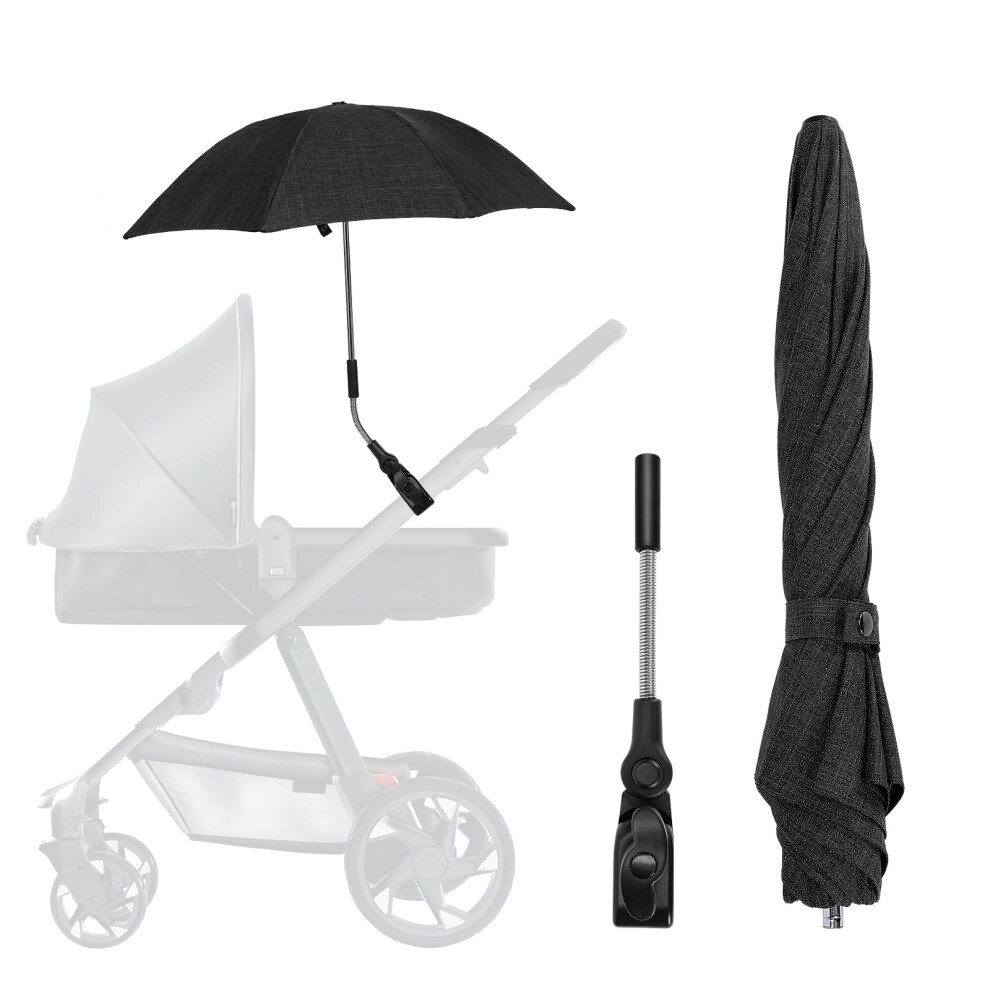 Universal Baby Parasol 50+ Uv, Pushchair Parasols With Adjustable Clamp, 71Cm Sun Umbrella For Pram, Stroller, Pushchair And Buggy, Baby And Tarswesi