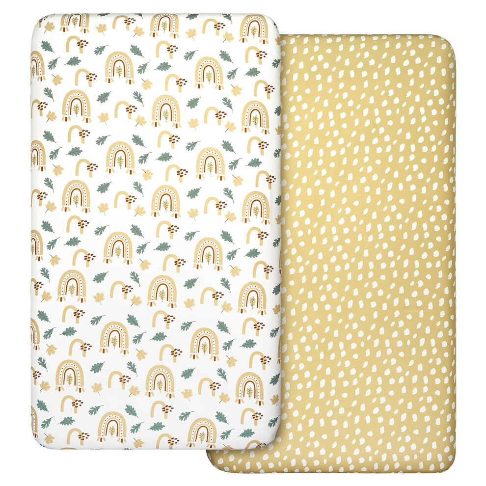 Gllquen Baby 2 Pack Cot Sheets, 100% Microfiber- Breathable, 120 X 60Cm Cozy And Lightweight Cot Fitted Sheets Oeko-Tex100, Fits All Bassinet Mattress Shapes,