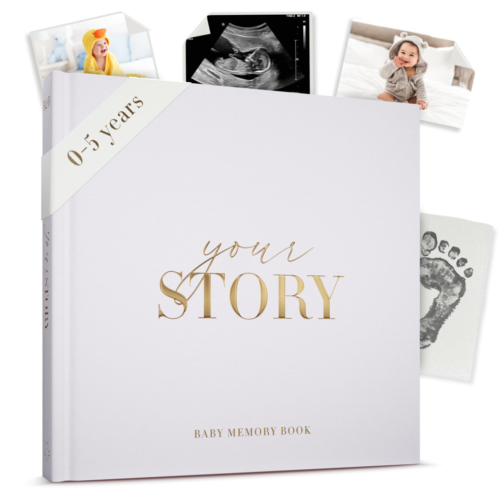 Baby Record Book & Scrapbook | 132 Page Baby Memory Book & Photo Record Album Gift For Newborn Baby Boy & Girl, Great For Expecting Mums & Baby Shower Bibi & Beau