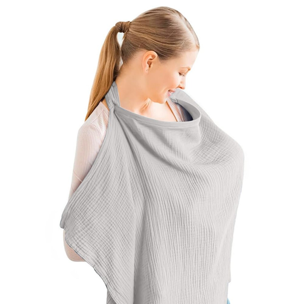 Breastfeeding Cover Nursing Cover, Muslin Cotton Soft Breathable Nursing Cover, Adjustable Strap Breast Feeding Coverall For Car Seat Blanket Aolso