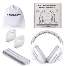 Lilian&Gema 2-in-1 Baby Ear Defender for Babies and Toddlers up to 4 Years, Adjustable Baby Headphones with Stretchy Band, Noise Cancelling