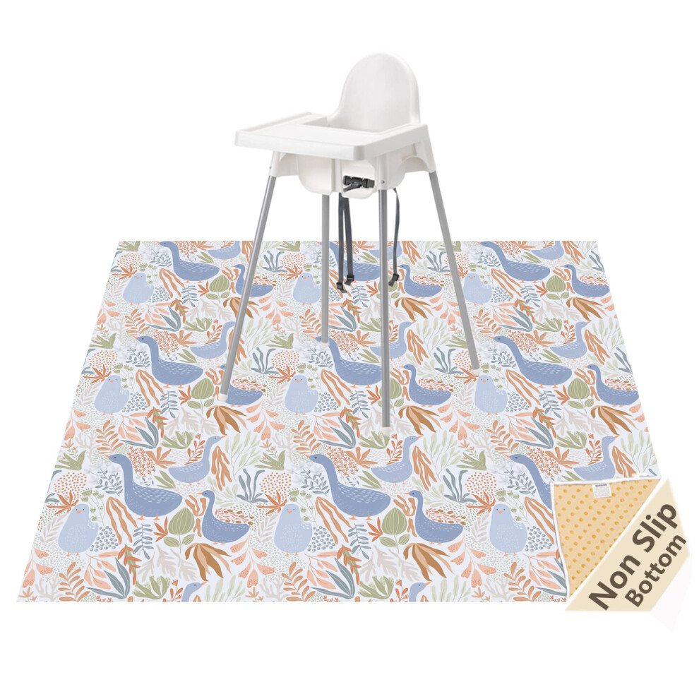 Splat Mat For Under High Chair/Arts/Crafts, Waterproof And Anti-Slip Splash Mat Floor Protector, Washable Highchair Floor Mat, 51 Inch Reusable Messy Womumon
