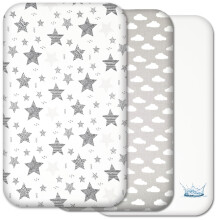 Next to Me Crib Sheets - 3pc Crib Fitted Sheet Set - 2 Fitted Cotton Sheets and 1 Waterproof Mattress Protector for Bedside Cribs - 100% Organic