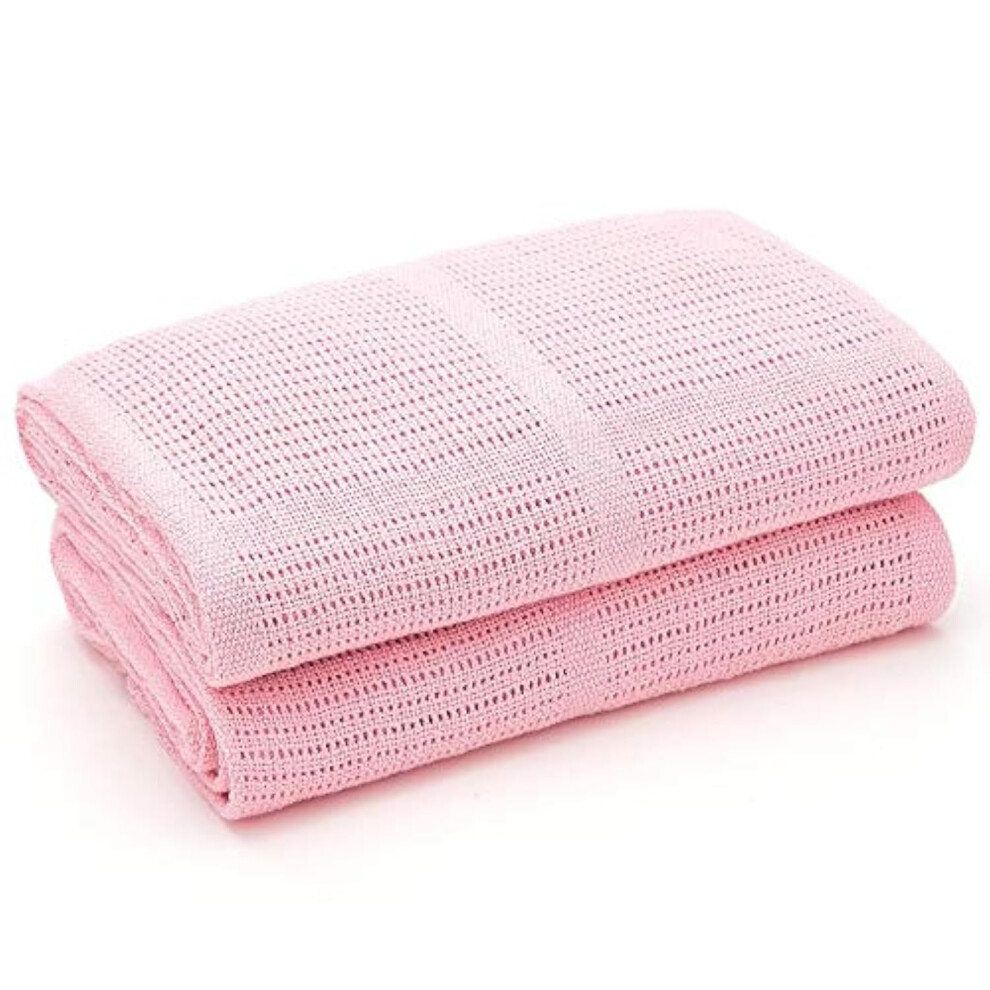 Bloomsbury Mill - Cellular Blankets Baby - Soft 100% Organic Cotton Baby Blanket - Pack Of 2 - Baby Essentials For Newborn - Ideal For Cot Bed,