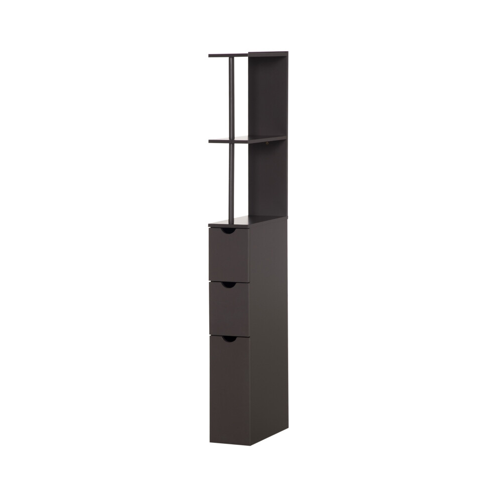 Tall Bathroom Cabinet Brown - Freestanding Narrow Storage Unit with 2 Shelves and Drawers Space-Saving Bathroom Organizer-image-OPC-PMXVWDZ-NEW