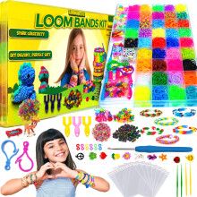 Loomartic 6000+Elastic Rubber Loom Bands Kit Premium Quality Loom Bands Kits for Girls in 20 Multi Colors with Bracelet Beads for Friendship Bracelet