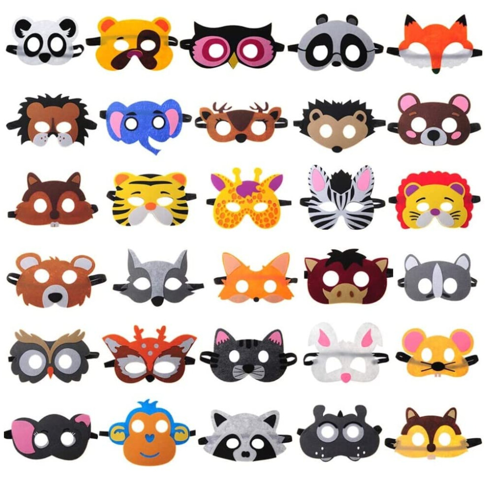 Latern 30Pcs Felt Animal Masks, Children Masks Animal Party Mask Party Bag Fillers Dress Up Cosplay Mask For Halloween Party Masquerade Birthdays 8000002347839