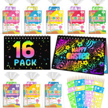 LIKYMO Party Bag Fillers for Kids - Scratch Art Party Bag Fillers Easter Gifts for Kids, Easter Crafts age 4-12 Years Old Girls Boys Birthday