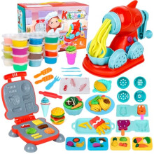 Jovicos Dough Tools and Cutters, 51Pcs Dough Tools Noodle Burger Set with 24 Colors Dough, Modelling Clay Set, Kitchen Creations, Educational Toy Gift