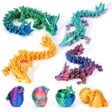 4PCS 3D Printed Dragon Eggs with Dragon Inside Easter Eggs Mini Dragon Egg Set Articulated Dragon Mystery Dragon Egg Fidget Toy Easter Basket Stuffers