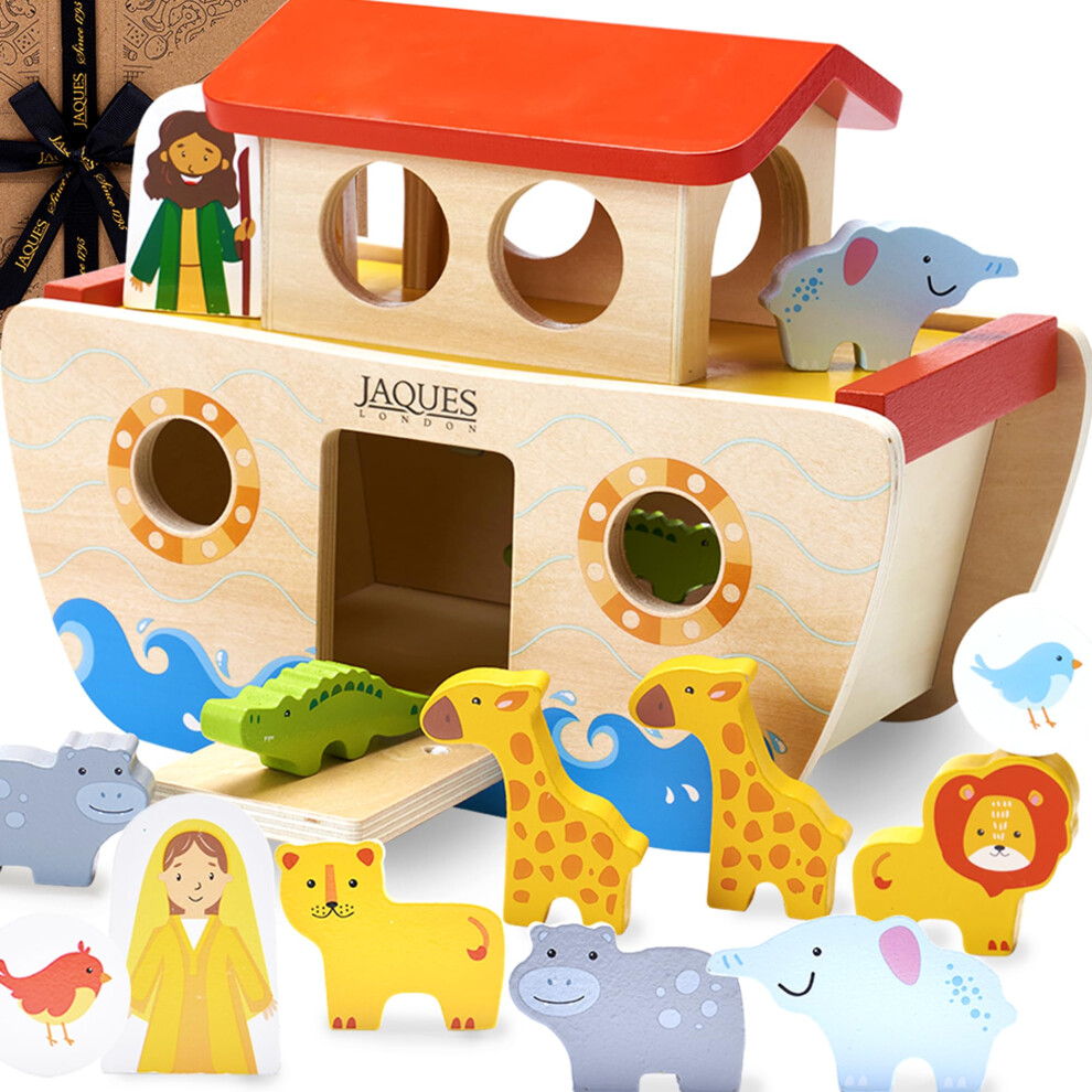 Noah's Ark Toy | Wooden Toy For 1 Year Old | Christening Gifts For Girls & Boys | Montessori Baby Toy | Since 1795 Jaques Of London