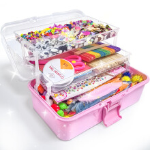 obqo 3000+ Pcs Art and Craft Box for Kids, Toddler Kids Craft Set Included Pipe Cleaners, Pom Poms, Feather, Folding Storage Box - All in One for Kids