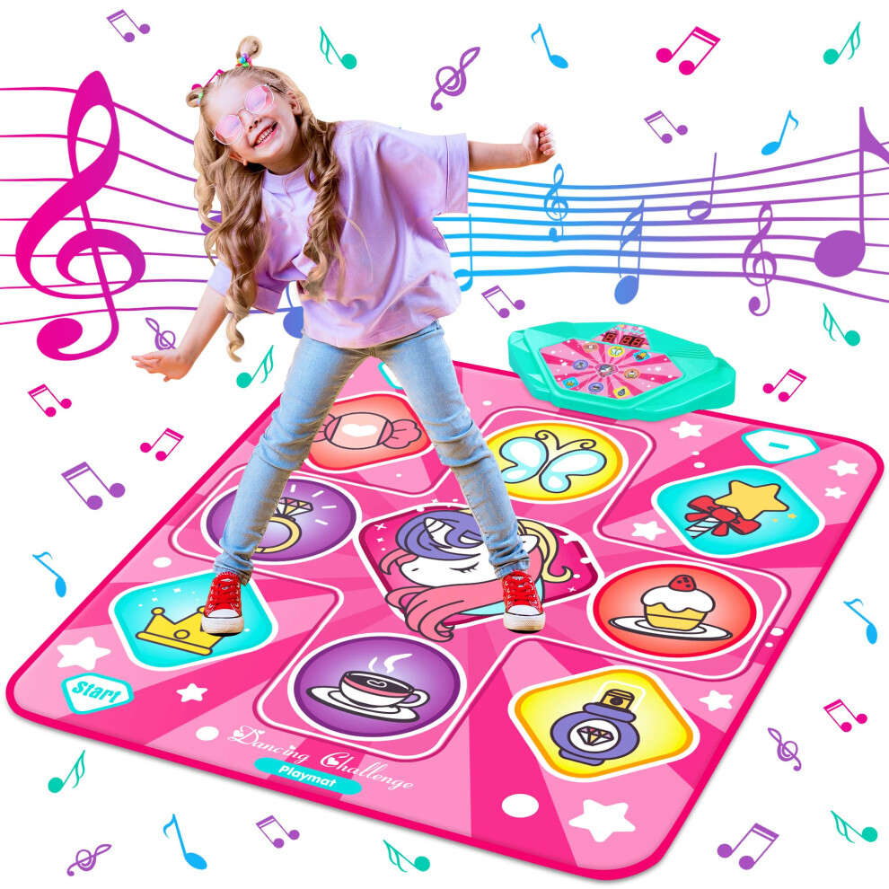 FHNSEL Unicorn Dance Mat,Light Up Dance Pad,Kids Musical Dance Play Mat with Light Up 9 Pattern,Built-in Music, 5 Game Modes,Toys Gifts for 3 4 5 6 7-image-OPC-PMXVXQY-NEW