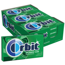 Wrigleys Orbit Spearmint Sugarfree Chewing Gum 14 Piece Pack Box Of 12 Packs