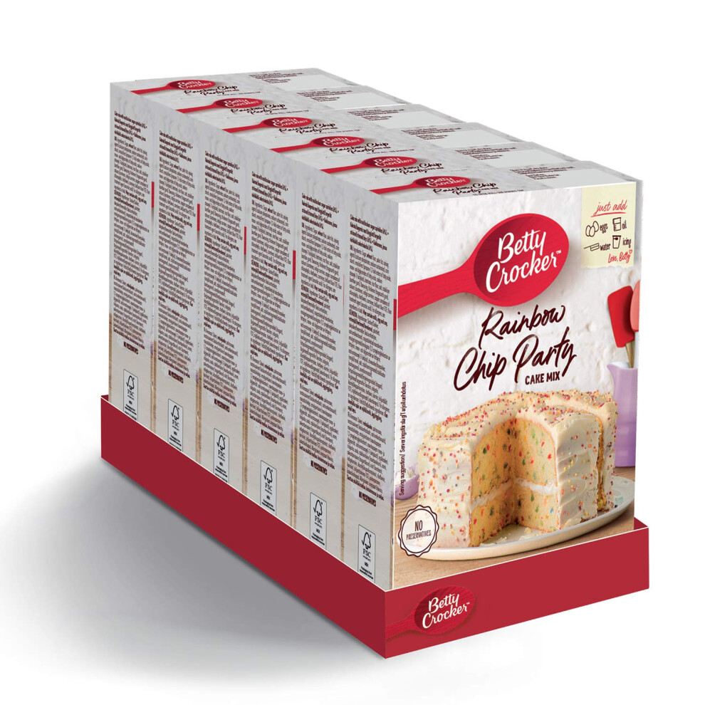 Betty Crocker Rainbow Chip Party Cake Mix 425G (Pack Of 6) Red