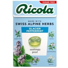 Ricola Glacier Peppermint Sugar Free Swiss Herbal Sweets, Herb Drops, Sweet Box 45g - Pack of 20 Boxes