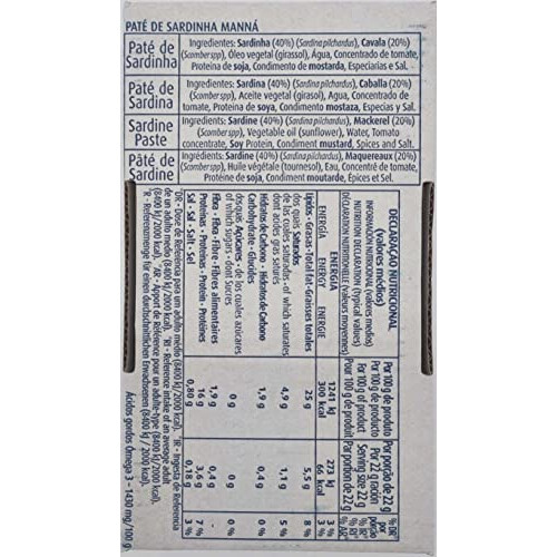 Manna , Pate de Sardina - Sardin Paste , 24 x 22gr 2