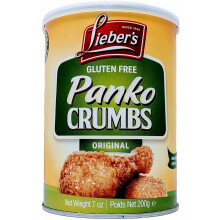 Lieber's Gluten Free Breadcrumbs, Panko Crumbs, Original 200g Resealable Canister | Low in Fat, Kosher for Passover