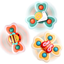 Hooku Suction Toys , 3 Pcs Suction Cup Toys , Suction Spinner Toys , Spinning Toys 1-3, High Chair Toys with Suction Cups, Birthday Gifts for Infants