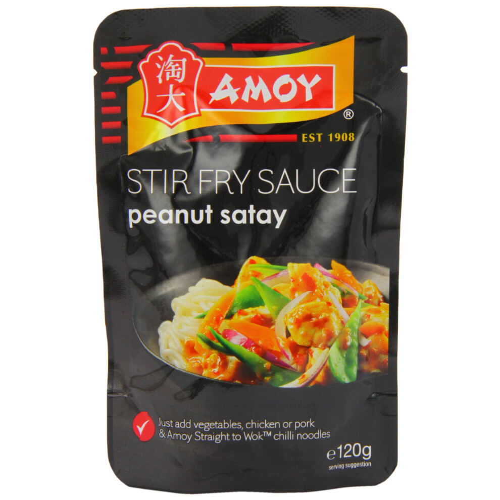 Amoy Peanut Satay Stir Fry Sauce, 120 G (Pack Of 12)