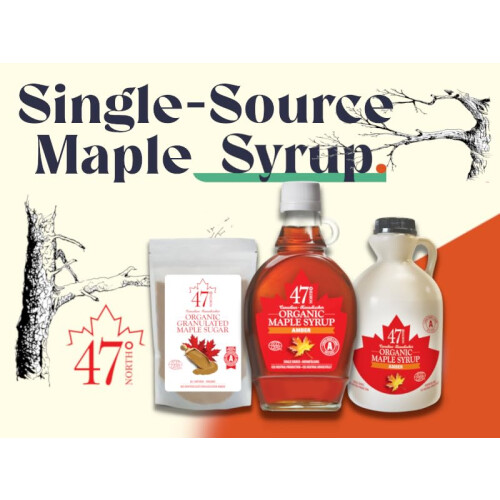 47? North Canadian Organic Maple Syrup, Single Source, Grade A, Dark Robust, 500ml (1 Bottle) 2