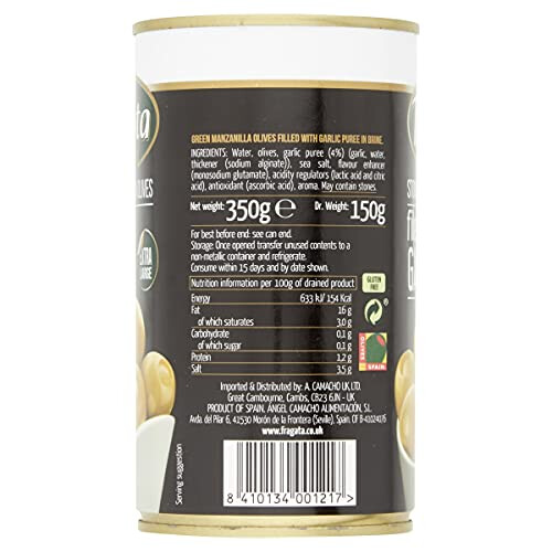 Fragata Stoneless Olives filled with Garlic (8x350g case) 1