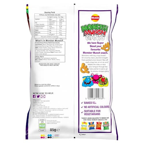 Walkers Walkers Monster Munch Giants Pickled Onion Sharing Snacks Crisps 85g 2