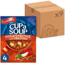 Batchelors Cup a Soup Minestrone with Croutons Instant Soup Sachets, 94 g Box (Pack of 9 Boxes - Each Contains 4 Sachets)