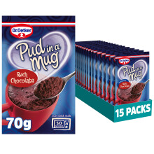 Dr. Oetker Rich Chocolate Pud in a Mug, 70g each, Pack of 15 - microwave pudding cake mixes for baking, suitable for kids bakes, store cupboard