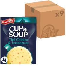 Batchelors Cup a Soup Thai Chicken & Lemongrass Instant Soup Sachets, 88 g Box (Pack of 9 Boxes - Each Contains 4 Sachets)