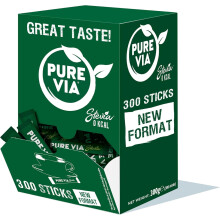 Pure Via Stevia Sticks - Zero Calories, Zero Sugar, 300 Sticks - Natural Alternative to Sugar | 300g