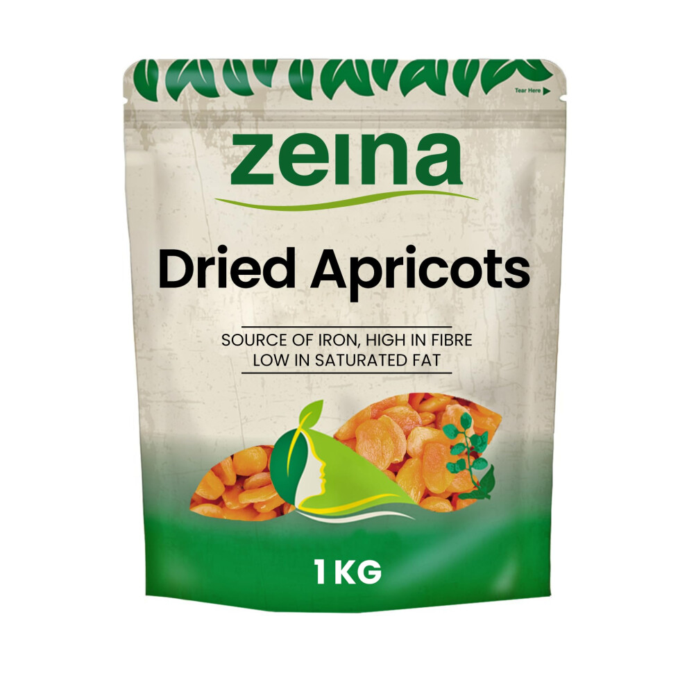 Zeina Love Our Food Zeina Dried Apricots With Natural Source Of Iron & High In Fibre (1Kg) - Gluten Free & Peanut/Sesame Free, For Vegan Diet
