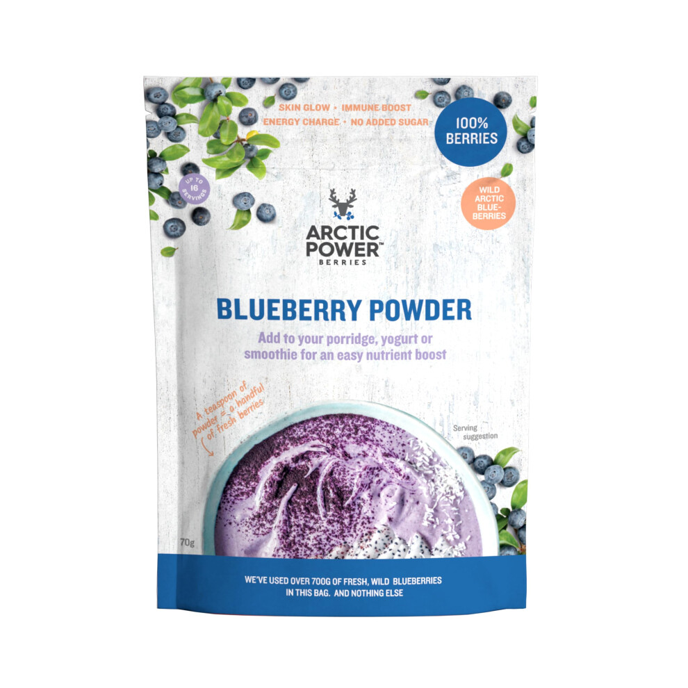 Arctic Power Berries 100% Wild Blueberry Powder 70G, Nutrient Rich Wild-Grown Blueberries From Nordic Forests, Natural, Nutrient Boost For Breakfast