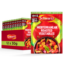 Schwartz Mediterranean Roasted Vegetables Recipe Mix 30 G | Serves 4 | Pack of 12 | Adds Chargrill Flavour to Mixed Vegetables | With Garlic, Basil