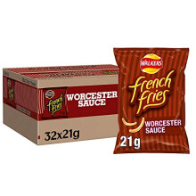 Walkers Crisps French Fries Worcester Sauce Snacks, 21g (Case of 32)