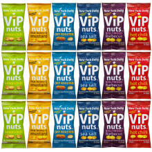 New York Delhi ViPnuts, Selection Box (18 x 63g) 6 to 7 Flavours, Hot chilli, Lemon, BBQ, Honey & Mustard, Cheese & Onion, Classic, Dry Roasted