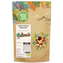 Wholefood Earth Organic Broken Brazil Nuts ? 1KG | Raw | GMO Free | Vegan | Source of Fibre | Certified Organic