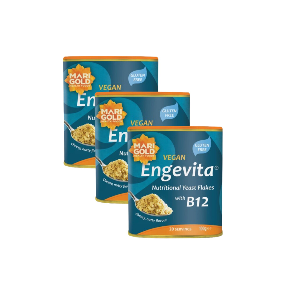 Marigold Health Foods Engevita Yeast Flakes With Vitamin B12 100G - Vegan & Gluten Free - Rich Source Of B Vitamins And Minerals (Pack Of 3)