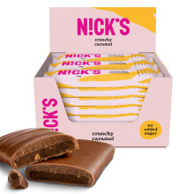 NICKS Crunchy Caramel Keto Chocolate Bars No Added Sugar, 88 Calories, 1.8 Net carbs, Gluten Free Sweets Low carb Candy Snack Bar with Almonds