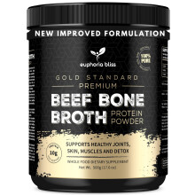 Euphoria Bliss Bone Broth Powder 500g | Sweden Grass Fed | No Hormones or Additives | Unflavoured High Grade Beef Bone Broth | Halal