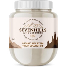Sevenhills Wholefoods 1L Organic Extra Virgin Raw Coconut Oil (Cold-Pressed), Recyclable Plastic Tub, For Cooking, Baking, Skin Moisturiser, Hair