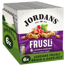 Jordans Frusli Raisin & Hazelnut Cereal Bars Vegetarian, 6 Packs of 6x30g
