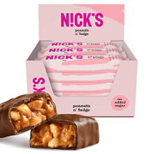 NICKS Peanuts n fudge Keto Chocolate Bars No Added Sugar 175 Calories, 3.9 Net carbs, Gluten Free Sweets Low carb Candy Snack Bar (Multipack 15x40g)