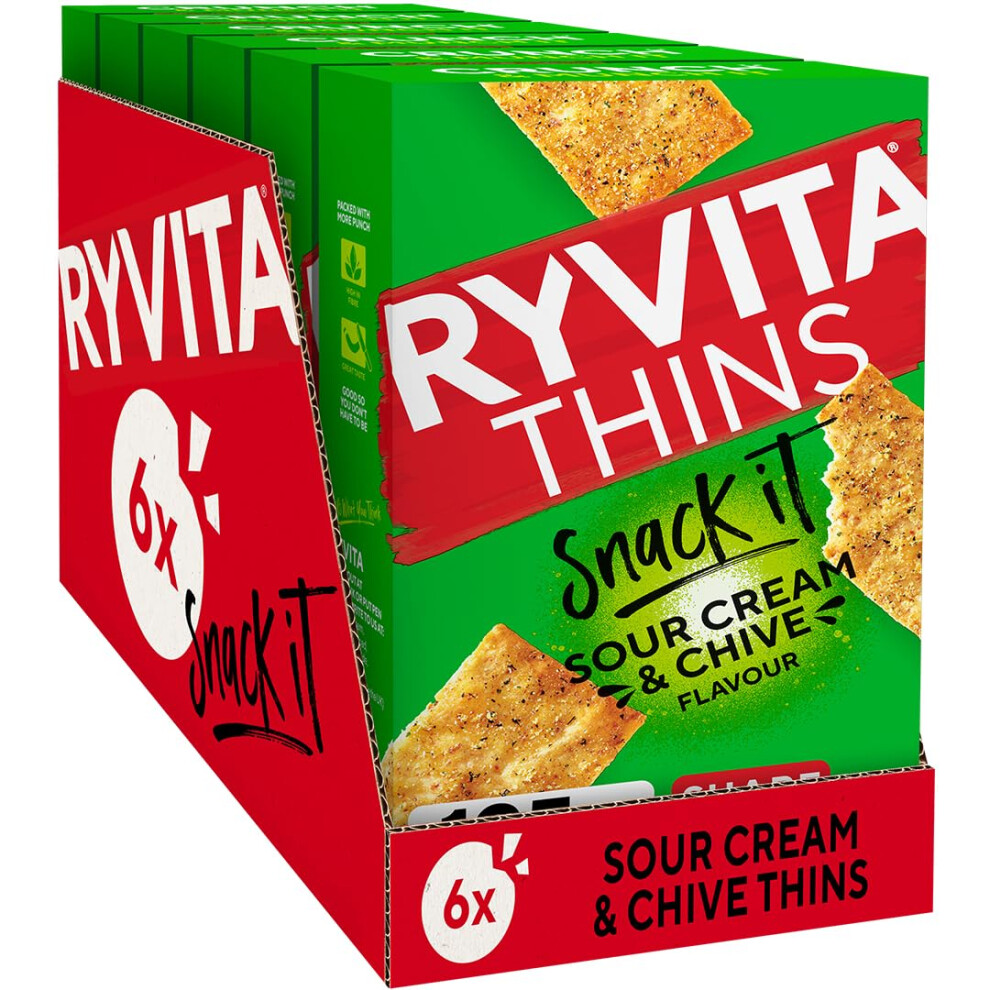 Ryvita Thins Snack It Sour And Chive Flavour 125G Pack Of 6 Cream