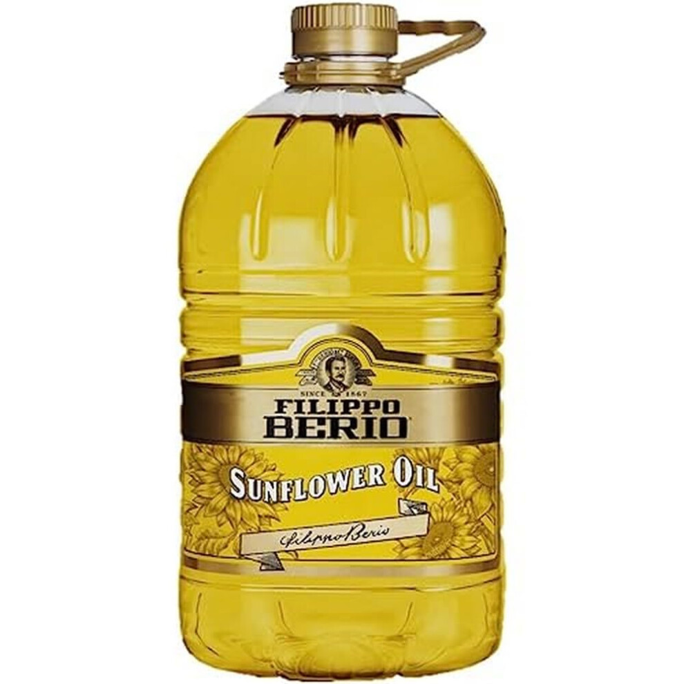 Filippo Berio Sunflower Oil, Cooking Oil, Large Sunflower Oil, Bulk Bottle, 5L