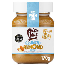 Pip & Nut - Crunchy Almond Butter (6 x 170 g) | No Palm Oil, Natural, No Added Sugar, Vegan, Single Origin Hi-Oleic Peanuts