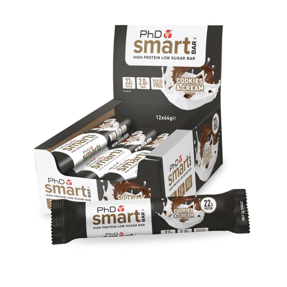 Phd Cream Nutrition Smart Protein Bar Low Calorie, Nutritional Protein Bars/Protein Snacks, High Protein Low Sugar, Cookies And Flavour, 20G Of