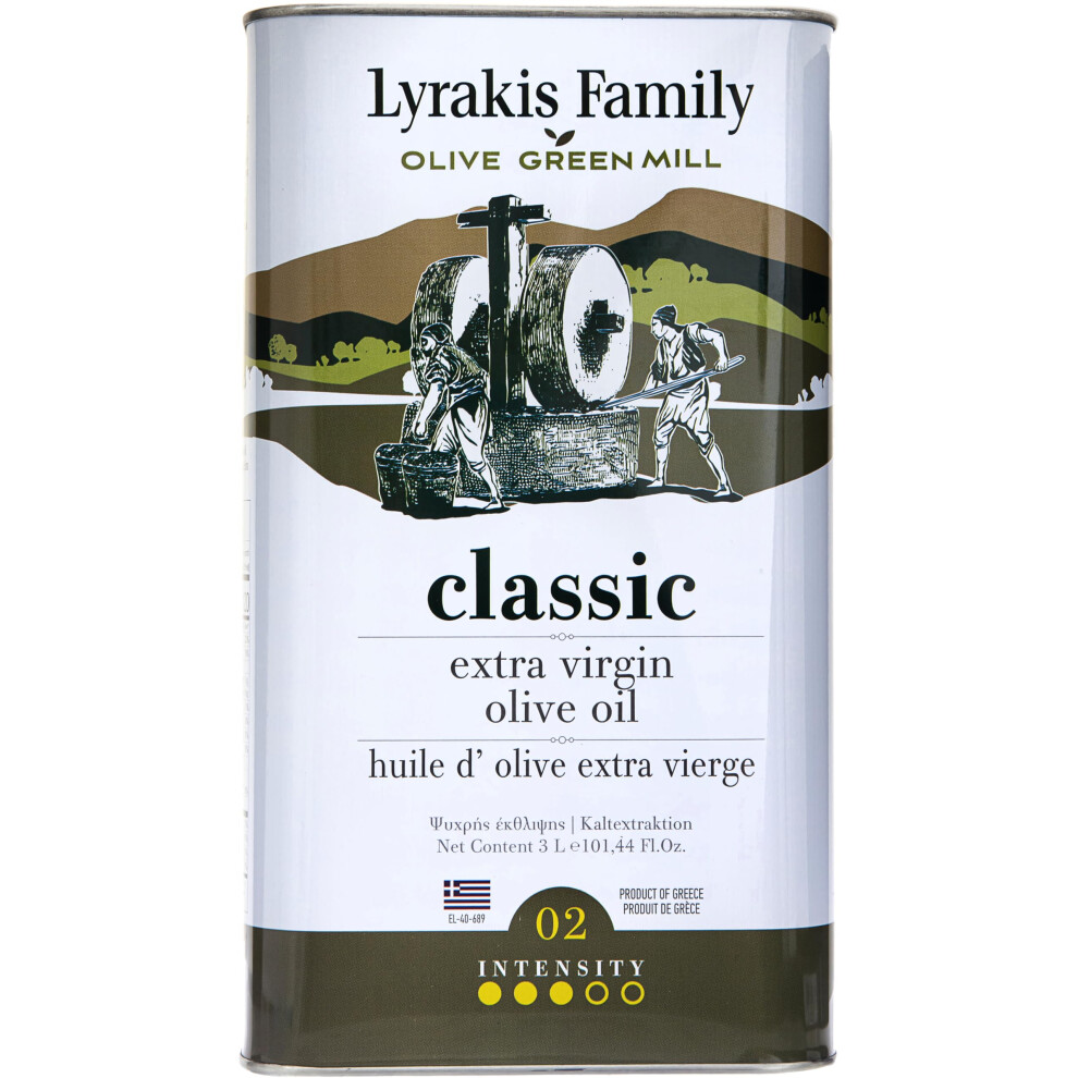 Lyrakis Family Olive Oil 3L ? Greek Extra Virgin, Premium First Cold Pressed, High Polyphenols, Handpicked Olives, New Harvest, Fresh Juice From Crete